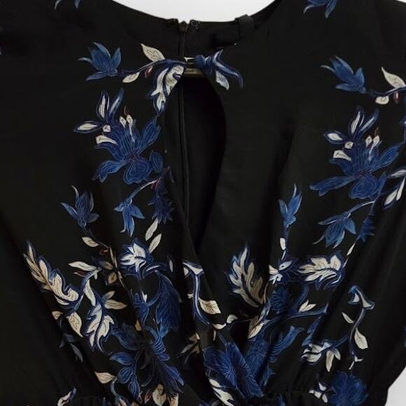 Lane Bryant Blue Black Floral Pleated Midi Dress NWT Size 14 - Picture 4 of 10